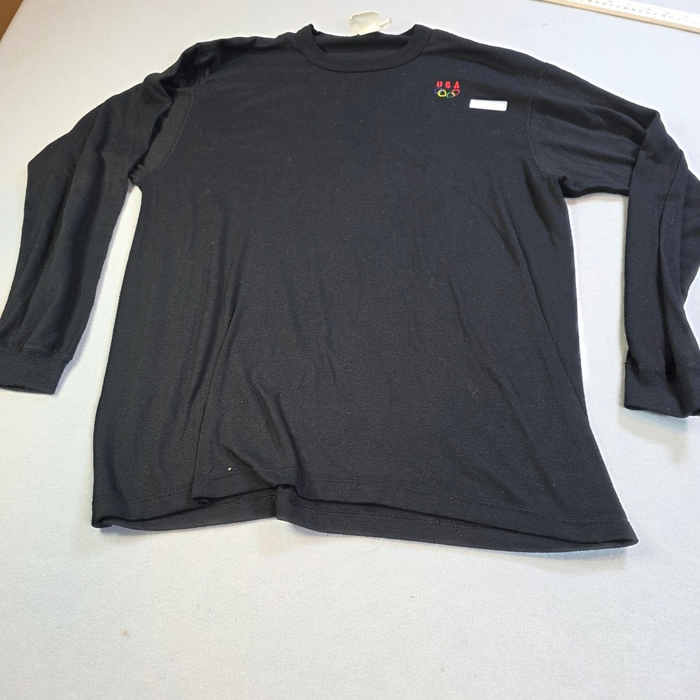 Duofold Team USA Olympic Long Sleeve Shirt Mens Large Black Distressed Pilling